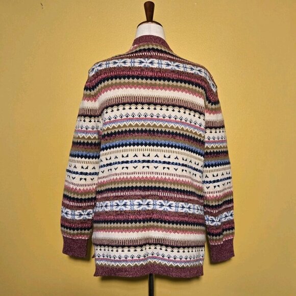Sundance Catalog Fair Aisle Sweater Size Medium Women V Neck Cardigan Thick EUC - Picture 2 of 7